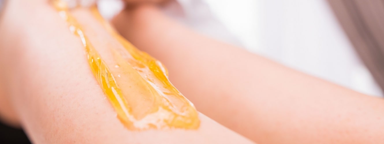 waxing product on skin